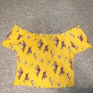 Orange Kiss never worn Yellow off shoulder crop top, size XL, super stretchy